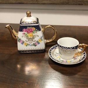 Beautiful porcelain miniature tea set.